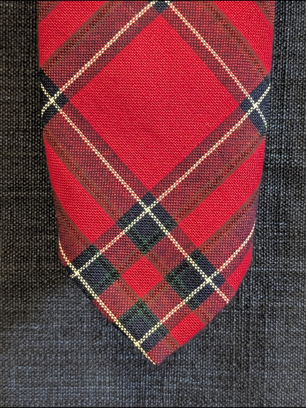 Vintage Lochcarron of Scotland Inverness District Tartan Wool Tie | Red Plaid